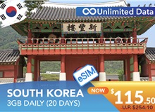 SOUTH KOREA 20 DAYS E-SIM UNLIMITED DATA 3GB HIGH SPEED DAILY