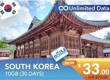 SOUTH KOREA 30 DAYS E-SIM 10GB HIGH SPEED