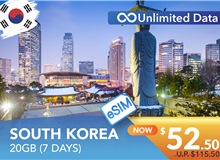 SOUTH KOREA 7 DAYS E-SIM 20GB HIGH SPEED