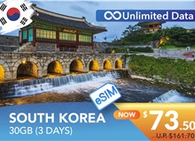 SOUTH KOREA 3 DAYS E-SIM UNLIMITED DATA 30GB HIGH SPEED