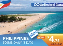 PHILIPPINES 1 DAY E-SIM UNLIMITED DATA 500MB HIGH SPEED DAILY