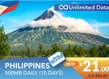 PHILIPPINES 10 DAYS E-SIM UNLIMITED DATA 500MB HIGH SPEED DAILY