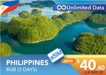 PHILIPPINES 3 DAYS E-SIM UNLIMITED DATA 8GB HIGH SPEED