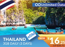 THAILAND 3 DAYS E-SIM UNLIMITED DATA 3GB HIGH SPEED DAILY