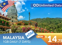 MALAYSIA 7 DAYS E-SIM UNLIMITED DATA 1GB HIGH SPEED DAILY