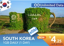 SOUTH KOREA 1 DAY E-SIM UNLIMITED DATA 1GB HIGH SPEED DAILY