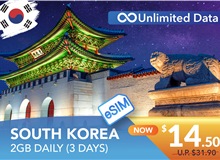 SOUTH KOREA 3 DAYS E-SIM UNLIMITED DATA 2GB HIGH SPEED DAILY