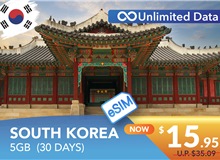 SOUTH KOREA 30 DAYS E-SIM 5GB HIGH SPEED