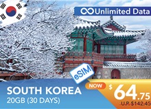 SOUTH KOREA 30 DAYS E-SIM 20GB HIGH SPEED