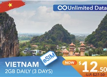 VIETNAM 3 DAYS E-SIM UNLIMITED DATA 2GB HIGH SPEED DAILY