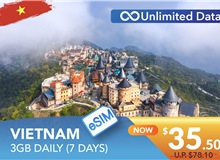 VIETNAM 7 DAYS E-SIM UNLIMITED DATA 3GB HIGH SPEED DAILY