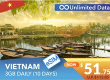 VIETNAM 10 DAYS E-SIM UNLIMITED DATA 3GB HIGH SPEED DAILY