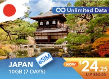 JAPAN 7 DAYS E-SIM UNLIMITED DATA 10GB HIGH SPEED