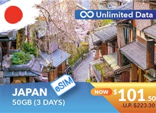 JAPAN 3 DAYS E-SIM UNLIMITED DATA 50GB HIGH SPEED