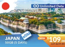 JAPAN 5 DAYS E-SIM UNLIMITED DATA 50GB HIGH SPEED