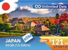 JAPAN 15 DAYS E-SIM UNLIMITED DATA 50GB HIGH SPEED