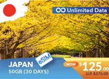 JAPAN 30 DAYS E-SIM UNLIMITED DATA 50GB HIGH SPEED