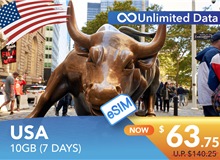 USA 7 DAYS E-SIM UNLIMITED DATA 10GB HIGH SPEED