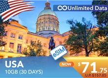 USA 30 DAYS E-SIM UNLIMITED DATA 10GB HIGH SPEED