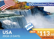 USA 3 DAYS E-SIM UNLIMITED DATA 20GB HIGH SPEED