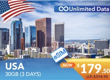 USA 3 DAYS E-SIM UNLIMITED DATA 30GB HIGH SPEED