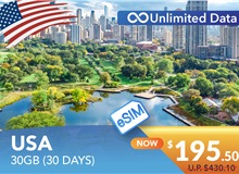 USA 30 DAYS E-SIM UNLIMITED DATA 30GB HIGH SPEED