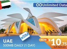 UNITED ARAB EMIRATES 1 DAY E-SIM UNLIMITED DATA 500MB HIGH SPEED DAILY