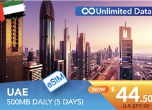 UNITED ARAB EMIRATES 5 DAYS E-SIM UNLIMITED DATA 500MB HIGH SPEED DAILY