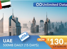 UNITED ARAB EMIRATES 15 DAYS E-SIM UNLIMITED DATA 500MB HIGH SPEED DAILY