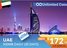 UNITED ARAB EMIRATES 20 DAYS E-SIM UNLIMITED DATA 500MB HIGH SPEED DAILY