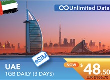 UNITED ARAB EMIRATES 3 DAYS E-SIM UNLIMITED DATA 1GB HIGH SPEED DAILY