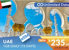 UNITED ARAB EMIRATES 15 DAYS E-SIM UNLIMITED DATA 1GB HIGH SPEED DAILY