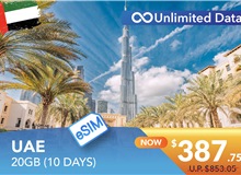 UNITED ARAB EMIRATES 10 DAYS E-SIM UNLIMITED DATA 20GB HIGH SPEED