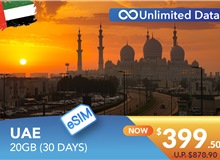 UNITED ARAB EMIRATES 30 DAYS E-SIM UNLIMITED DATA 20GB HIGH SPEED