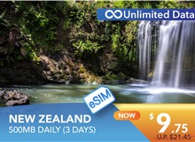 NEW ZEALAND 3 DAYS E-SIM UNLIMITED DATA 500MB HIGH SPEED DAILY