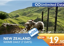 NEW ZEALAND 7 DAYS E-SIM UNLIMITED DATA 500MB HIGH SPEED DAILY