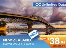 NEW ZEALAND 15 DAYS E-SIM UNLIMITED DATA 500MB HIGH SPEED DAILY