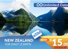 NEW ZEALAND 3 DAYS E-SIM UNLIMITED DATA 1GB HIGH SPEED DAILY