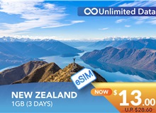 NEW ZEALAND 3 DAYS E-SIM UNLIMITED DATA 1GB HIGH SPEED