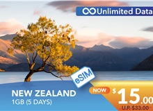 NEW ZEALAND 5 DAYS E-SIM UNLIMITED DATA 1GB HIGH SPEED