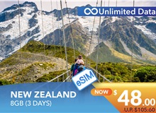 NEW ZEALAND 3 DAYS E-SIM UNLIMITED DATA 8GB HIGH SPEED