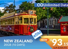 NEW ZEALAND 10 DAYS E-SIM UNLIMITED DATA 20GB HIGH SPEED