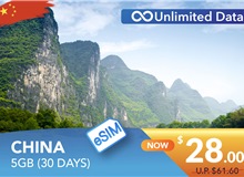 CHINA 30 DAYS E-SIM UNLIMITED DATA 5GB HIGH SPEED