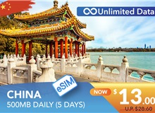 CHINA 5 DAYS E-SIM UNLIMITED DATA 500MB HIGH SPEED DAILY