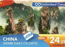 CHINA 10 DAYS E-SIM UNLIMITED DATA 500MB HIGH SPEED DAILY