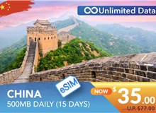 CHINA 15 DAYS E-SIM UNLIMITED DATA 500MB HIGH SPEED DAILY