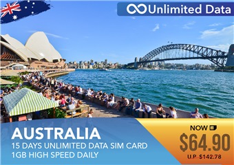 Australia 15 Days Unlimited Data Sim Card 1GB High Speed Daily