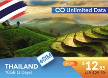 THAILAND 3 DAYS E-SIM UNLIMITED DATA 10GB HIGH SPEED