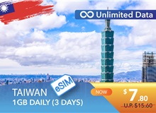 TAIWAN 3 DAYS E-SIM UNLIMITED DATA 1GB HIGH SPEED DAILY