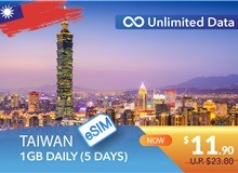 TAIWAN 5 DAYS E-SIM UNLIMITED DATA 1GB HIGH SPEED DAILY